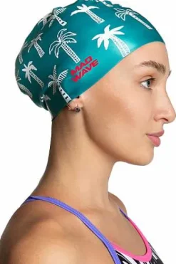 Silicone Swim Caps^Mad Wave Palm Tree