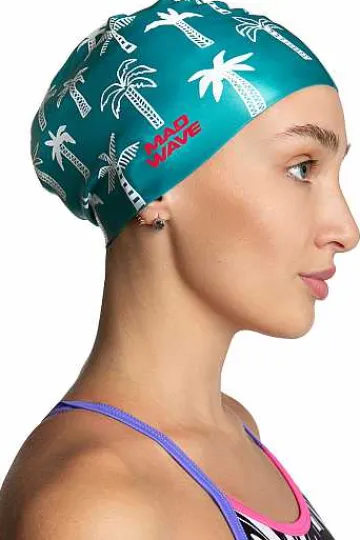 Silicone Swim Caps^Mad Wave Palm Tree