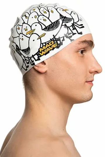 Silicone Swim Caps^Mad Wave Seagulls